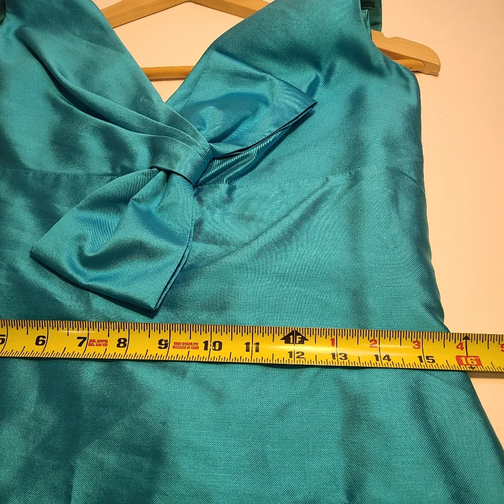 Kate Spade Evie Shift Blue Silk Blend Sleeveless‎ V-Neck Lined Bow Dress Size 8